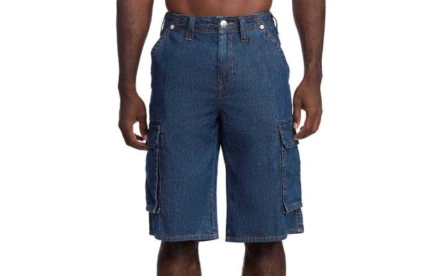  Men’s Cargo Denim Shorts (Dark Blue, 29)