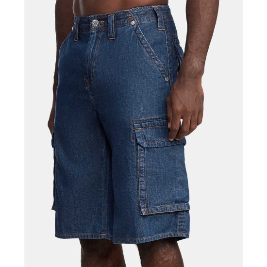  Men’s Cargo Denim Shorts (Dark Blue, 29)
