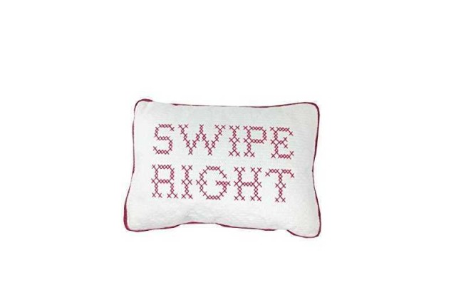 TwelveNYC ‘Swipe Right’ Cross Stitch Throw Pillow