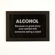 Two's Company 51121-B9-12 Alcohol-Because No Great Story Ever Started with Someone Eating A Salad Framed Wall Art, Black