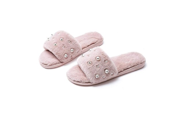  Women’s Cross Band Soft Plush Fluffy Furry Fleece House Indoor or Outdoor Ladies’ Slide Slippers