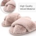  Women’s Cross Band Soft Plush Fluffy Furry Fleece House Indoor or Outdoor Ladies’ Slide Slippers