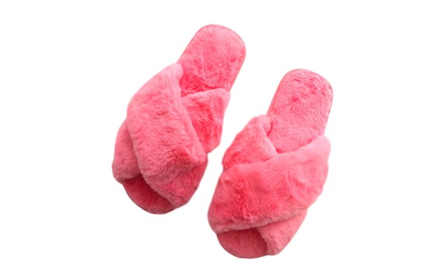  Women’s Cross Band Soft Plush Fluffy Furry Fleece House Indoor or Outdoor Ladies’ Slide Slippers