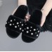  Women’s Cross Band Soft Plush Fluffy Furry Fleece House Indoor or Outdoor Ladies’ Slide Slippers