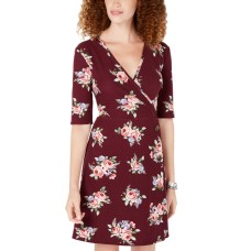 Ultra Flirt Juniors’ Faux-Wrap Dress (Wine, XS)