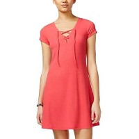 Ultra Flirt Juniors Lace Up Rib Knit Dress