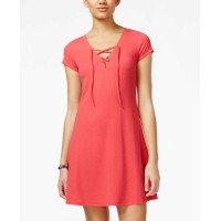 Ultra Flirt Juniors Lace Up Rib Knit Dress