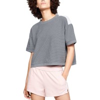 Under Armour Fleece Relaxed Cropped Top (Light Gray, L)