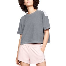 Under Armour Fleece Relaxed Cropped Top (Light Gray, L)