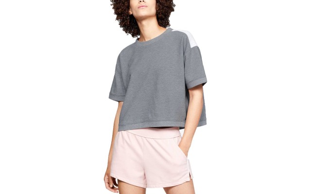  Fleece Relaxed Cropped Top (Light Gray, L)