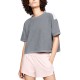  Fleece Relaxed Cropped Top (Light Gray, L)