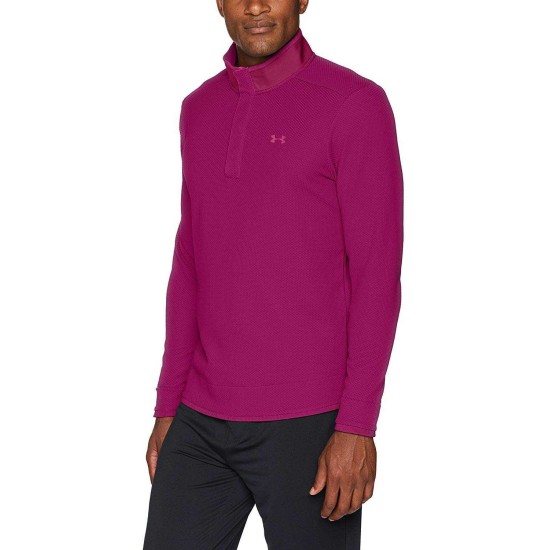  Men’s Storm Sweater Fleece Golf Shirt(Charged Cherry, L)