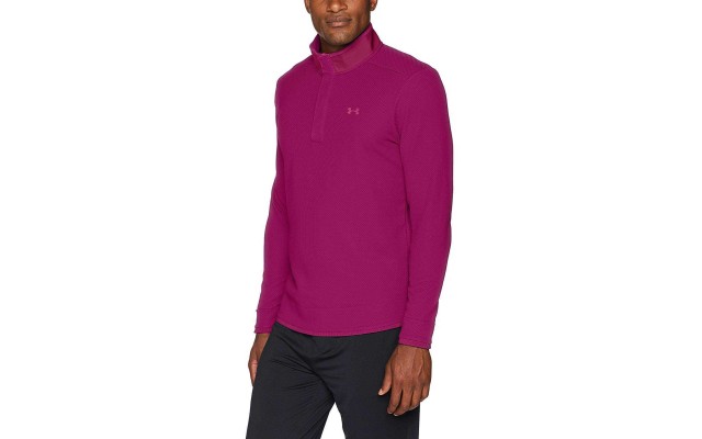  Men’s Storm Sweater Fleece Golf Shirt(Charged Cherry, L)