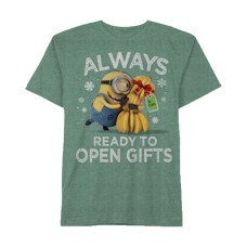 Universal Studios Minions Big Boys 8-20 Ready To Open Gifts T-Shirt (Green, Small)