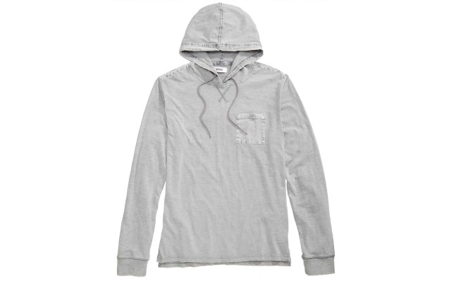  Mens Faded Pullover Hoodie (Grey, L)