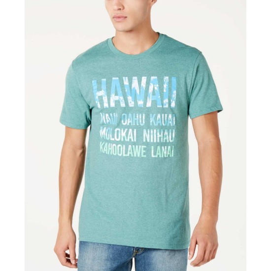  Men’s Hawaii Islands Graphic T-Shirt (Dark Green, L)