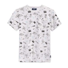 Univibe Poolside Junior’s Size Crew Graphic-Print T-Shirt, Big Boys (Poolside Crew / White, L)
