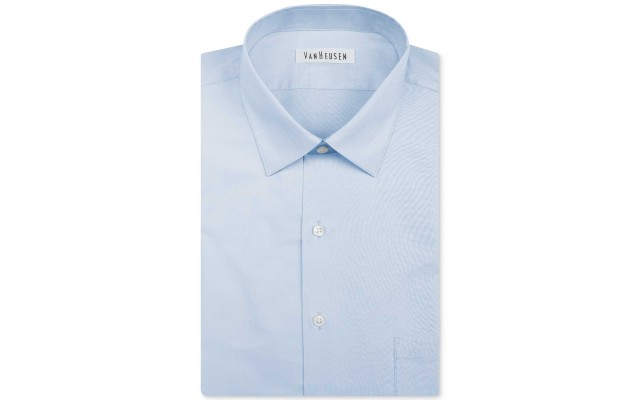  Men’s Classic-Fit Herringbone Dress Shirt (Blue Cloud, 16