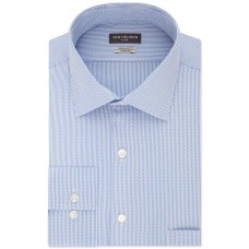 Van Heusen Men’s Classic-Fit Wrinkle Free Flex Collar Stretch Dress Shirtt (Pattern Blue)