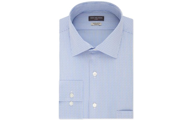  Men’s Classic-Fit Wrinkle Free Flex Collar Stretch Dress Shirtt (Pattern Blue)