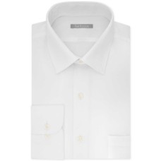 Van Heusen Men’s Fitted Lux Sateen Solid Dress Shirt (White, 17.5X34-35)