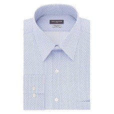 Van Heusen Men’s Wrinkle-Free Flex Collar Long Sleeve Twill Pattern Dress Shirt (Blue)
