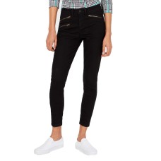 Vanilla Star Juniors’ Moto-Zip High-Rise Skinny Jeans (Black)