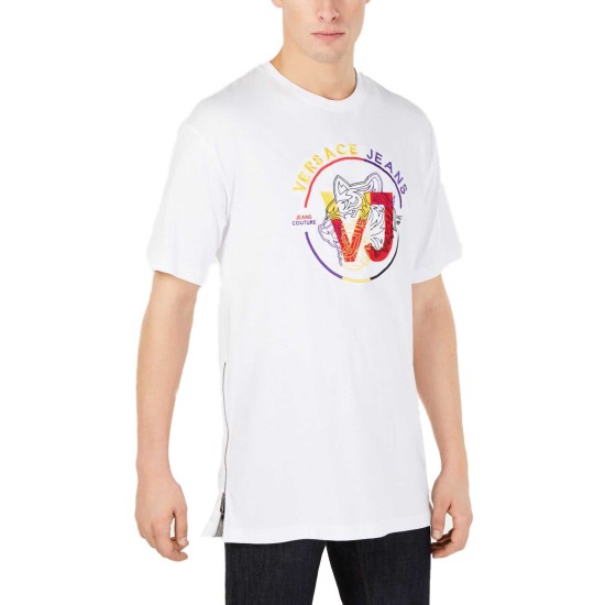  Jeans Men’s Logo Print T-Shirt	(White, Medium)