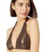 Metallic Halter Bikini Top (Bronze, M)