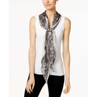 Vince Camuto Paisley Bias Panel Scarf (Charcoal)