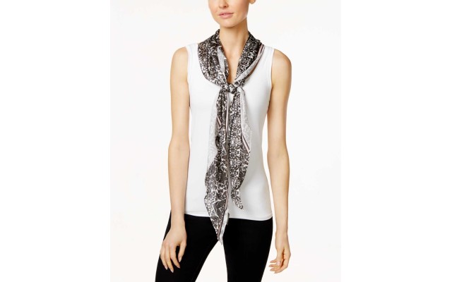  Paisley Bias Panel Scarf (Charcoal)