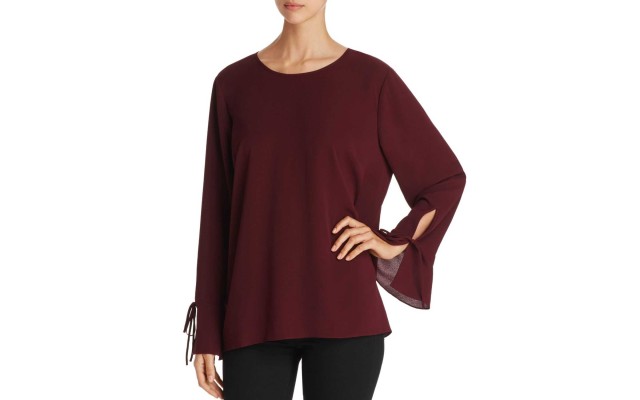  Tie Sleeve Top (Dark Pink, XL)