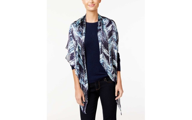  Women’s 72-in Herringbone Textures Oblong Scarf, Evening Blue