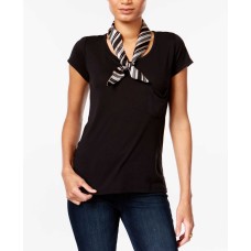 Vince Camuto Women’s Pop Stripe Twilly Scarf (Black Camel)