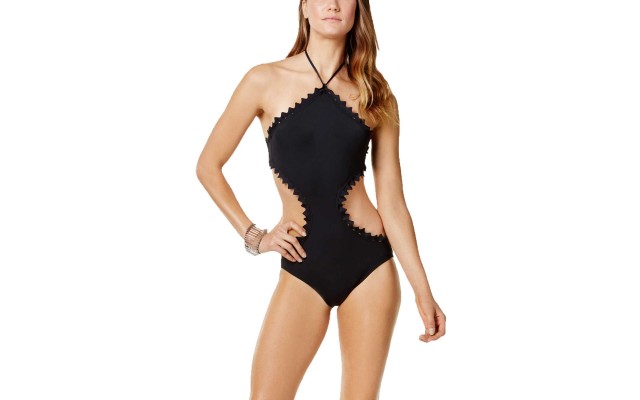  Women’s Sea Scallops Triangle Scallop High Neck Monokini One-Piece Swimsuit