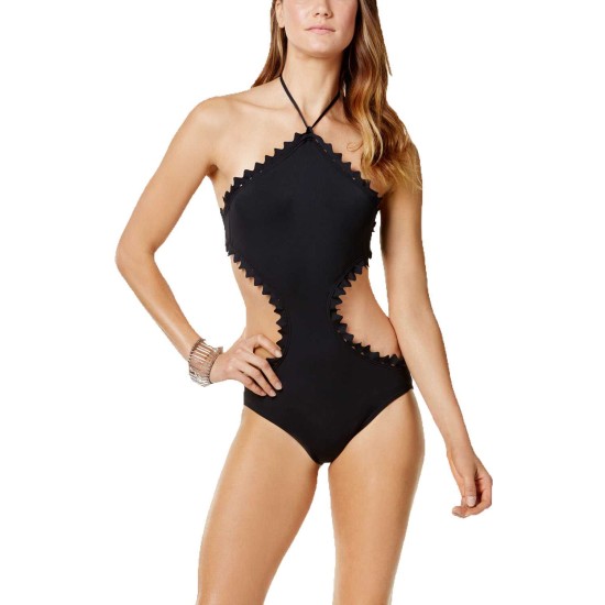  Women’s Sea Scallops Triangle Scallop High Neck Monokini One-Piece Swimsuit