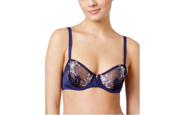  Wild Seduction Embroidered Balconette Bra (Blue, 32 B)