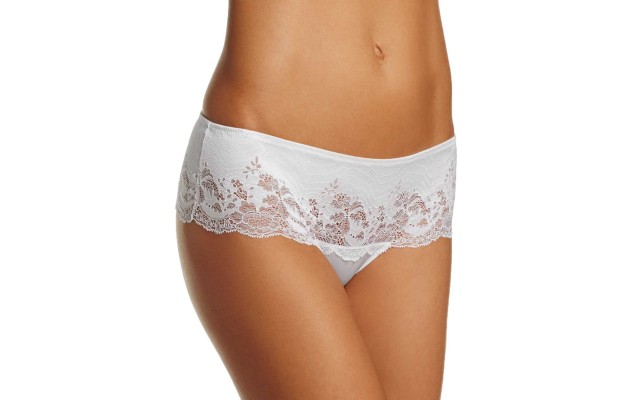  Women’s Lace Affair Scalloped Tanga (White, XL)