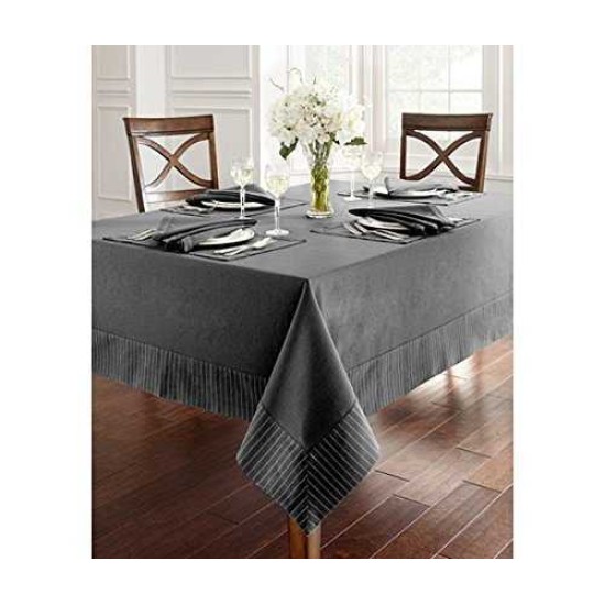 Waterford Rigato Tablecloth 52″ x 70″ ‑ Platinum Oblong
