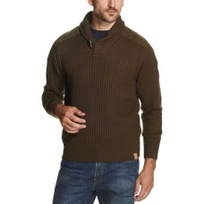 Weatherproof Vintage Mens Ribbed Toggle Shawl-Collar Sweater (Military Olive, S)