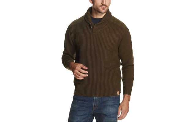  Mens Ribbed Toggle Shawl-Collar Sweater (Military Olive, S)