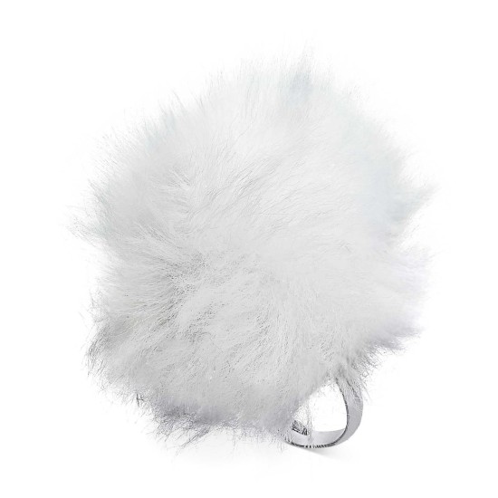 Whimsical Shop Faux-Fur Pom Pom Ring (White)