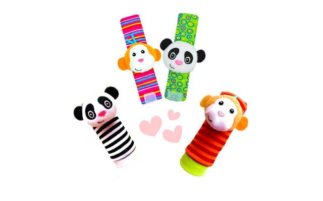 Wrist Rattles and Animal Socks for Cognitive Development of Babies, Developmental Toys Gifts for Baby from Newborns to 3 Months, 6 Months, 8 Months, 1 Year and 2 Years Old Toddlers