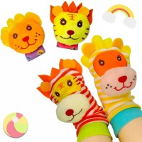 Wrist Rattles and Animal Socks for Cognitive Development of Babies, Developmental Toys Gifts for Baby from Newborns to 3 Months, 6 Months, 8 Months, 1 Year and 2 Years Old Toddlers