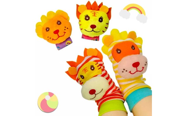 Wrist Rattles and Animal Socks for Cognitive Development of Babies, Developmental Toys Gifts for Baby from Newborns to 3 Months, 6 Months, 8 Months, 1 Year and 2 Years Old Toddlers