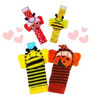 Wrist Rattles and Animal Socks for Cognitive Development of Babies, Developmental Toys Gifts for Baby from Newborns to 3 Months, 6 Months, 8 Months, 1 Year and 2 Years Old Toddlers