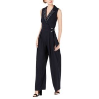 XOXO Juniors’ Embellished Belted Jumpsuit (Black/White, XS)