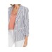  Striped Ruched-Sleeve Blazer (Natural), Natural, Medium