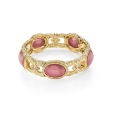1928 Gold Tone Pink Moonstone Stretch Bracelet