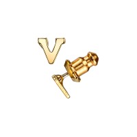 2028 14K Gold-Dipped Initial Button Earrings, Gold, V